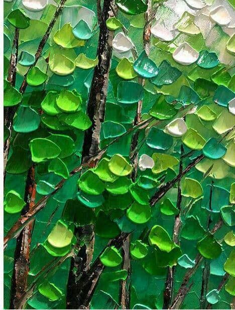 ミニマリストのモダンな手描きの風景油絵