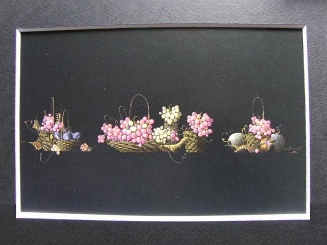 百瀬郷志、葡萄と南瓜と柘榴と　etc、希少な額装用画集より、新品高級額装付