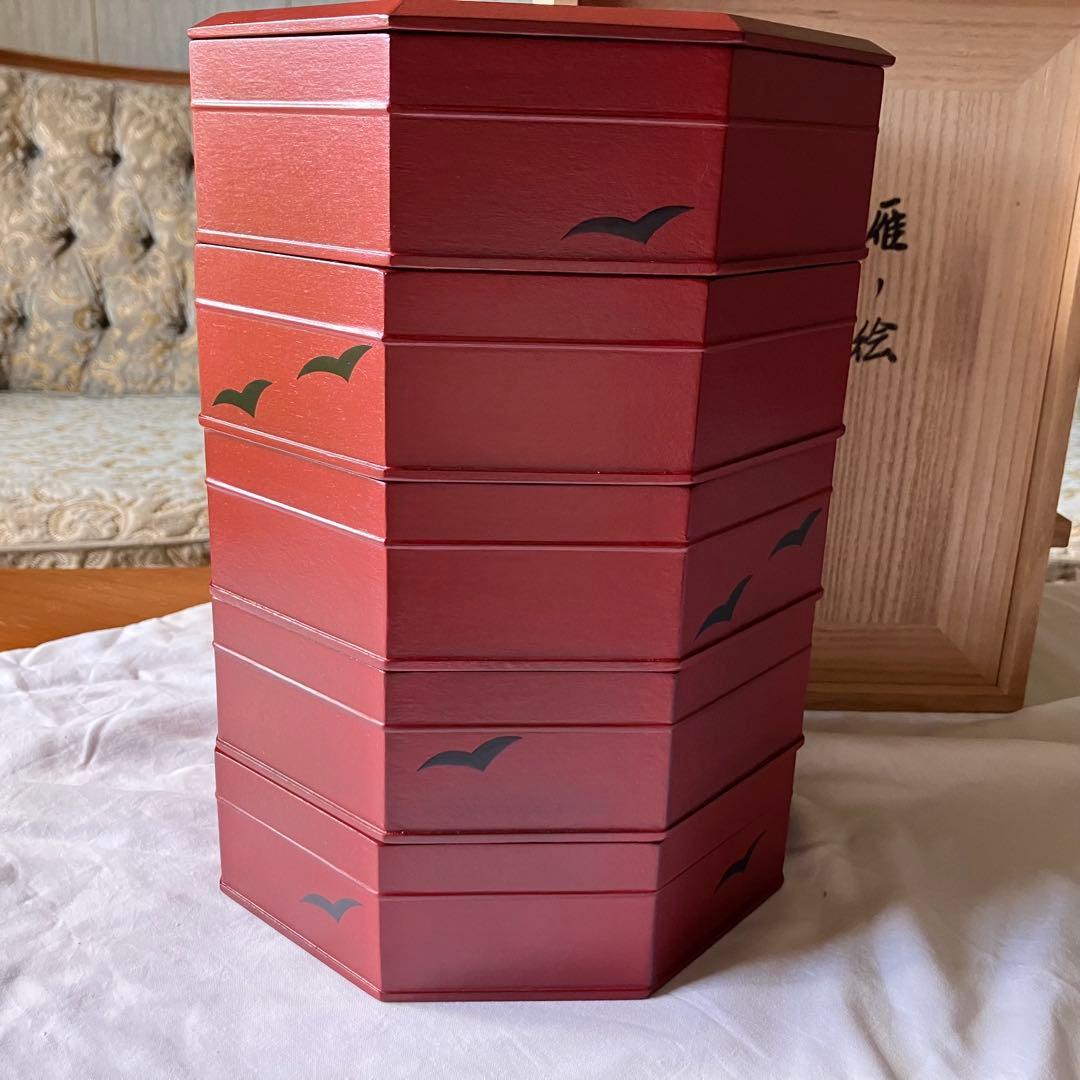 象彦 茶道具 縁高 五段重 八角 雁