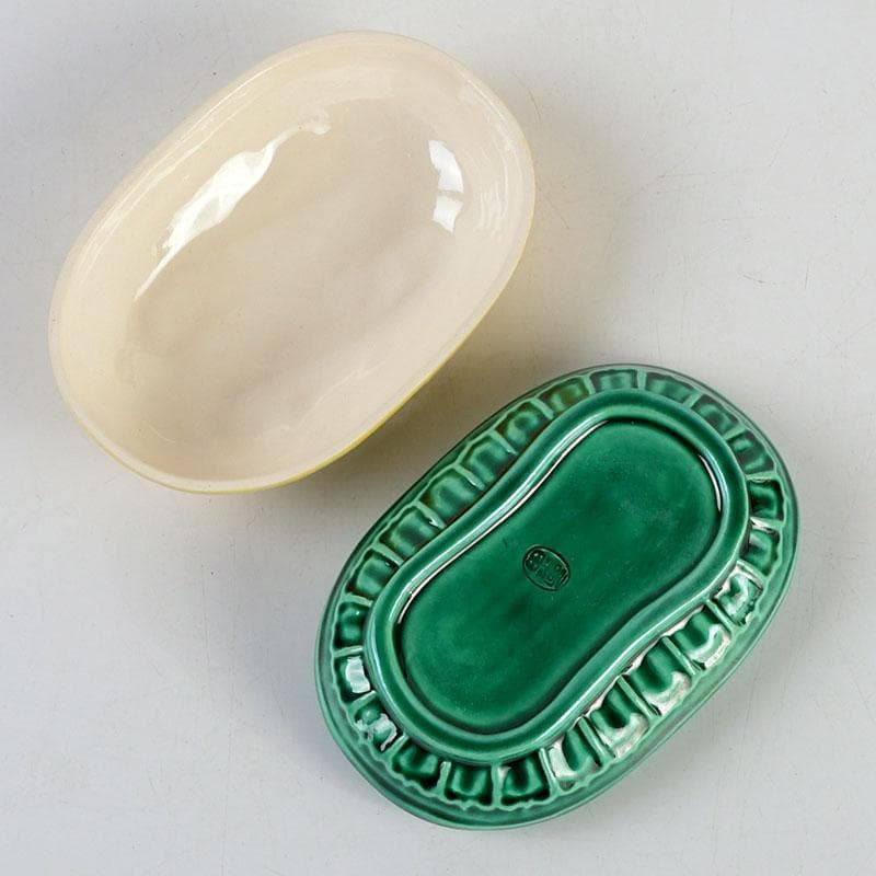 茶道具　粟田焼　岡田佳山作　黄交趾小判龍　香合　共箱　V　9523