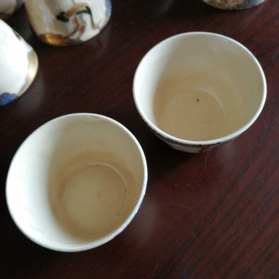 京焼　永楽善五郎　仁清写立鶴煎茶碗　10客　明治～昭和初期