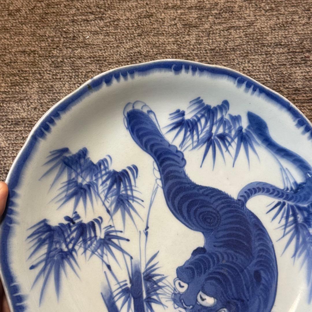 古伊万里　染付　志田焼　竹虎文　大皿