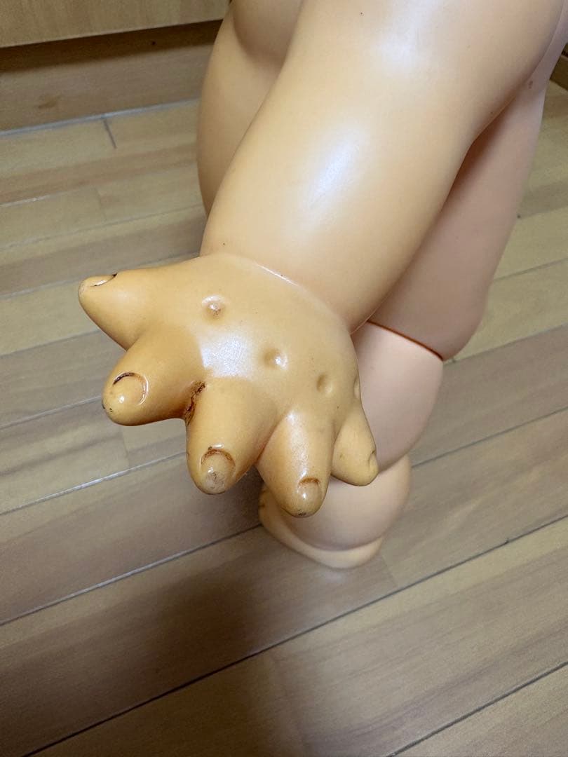 【家宝】特大キューピー人形 56cm 緑羽根 背中花びらS刻印 ヴィンテージ