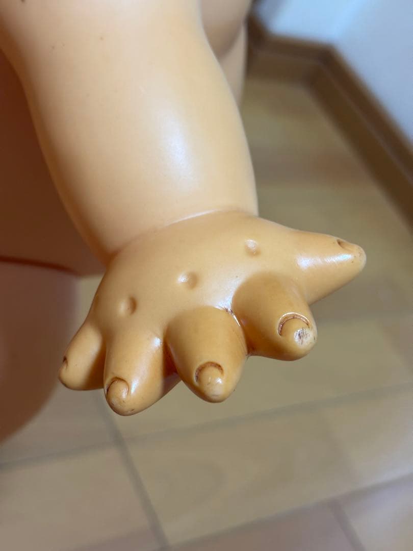 【家宝】特大キューピー人形 56cm 緑羽根 背中花びらS刻印 ヴィンテージ