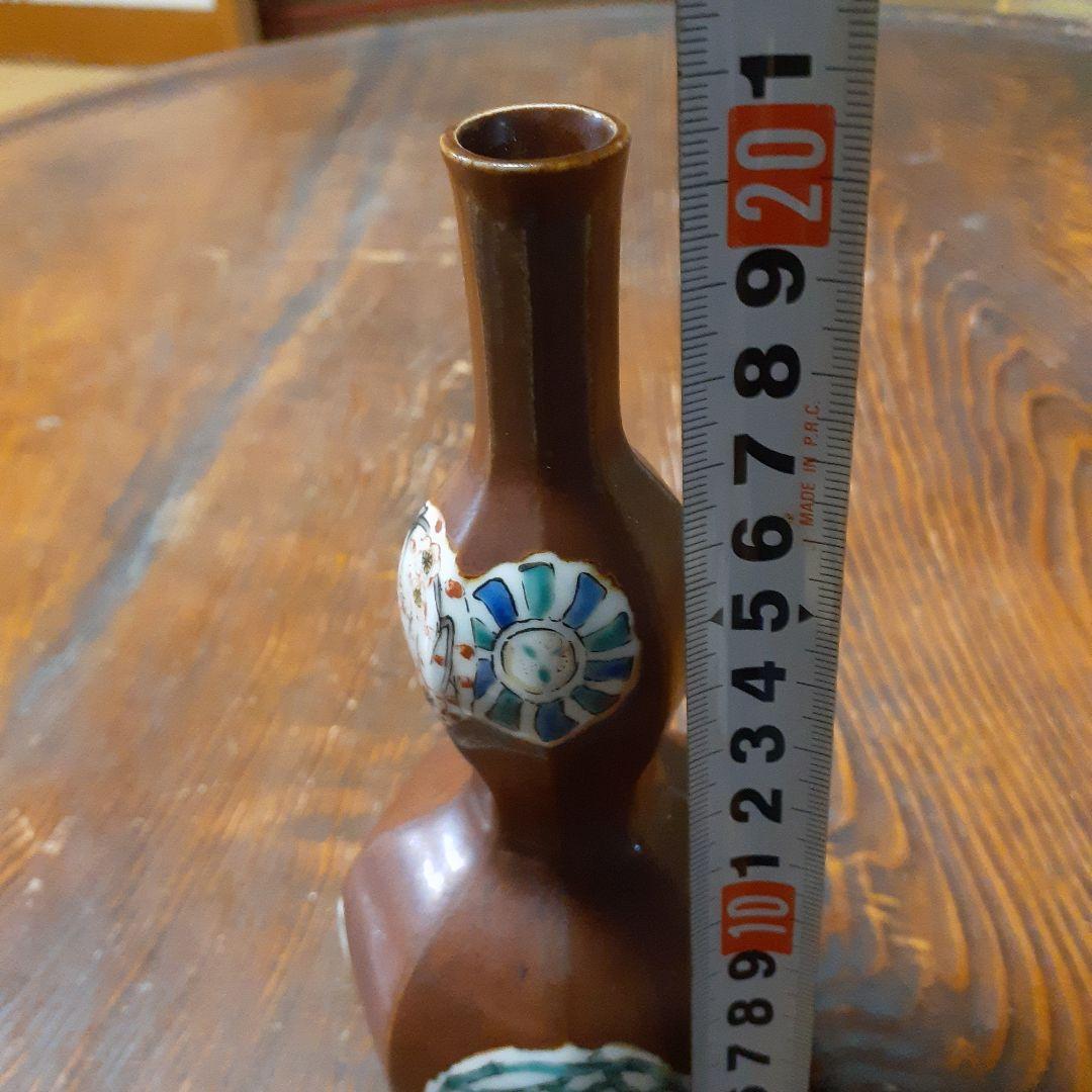 古九谷鉄釉色絵四君子徳利