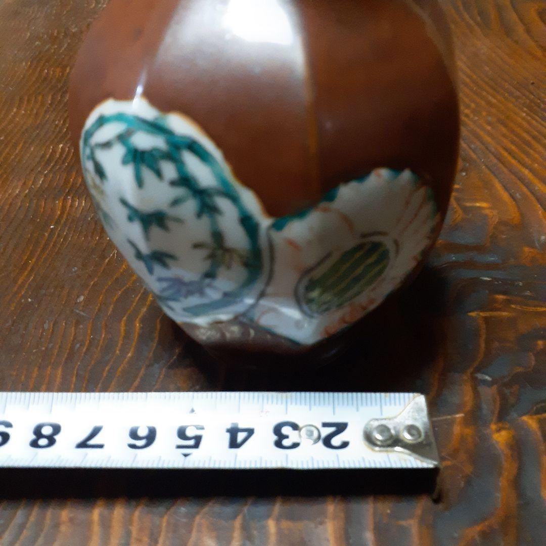 古九谷鉄釉色絵四君子徳利