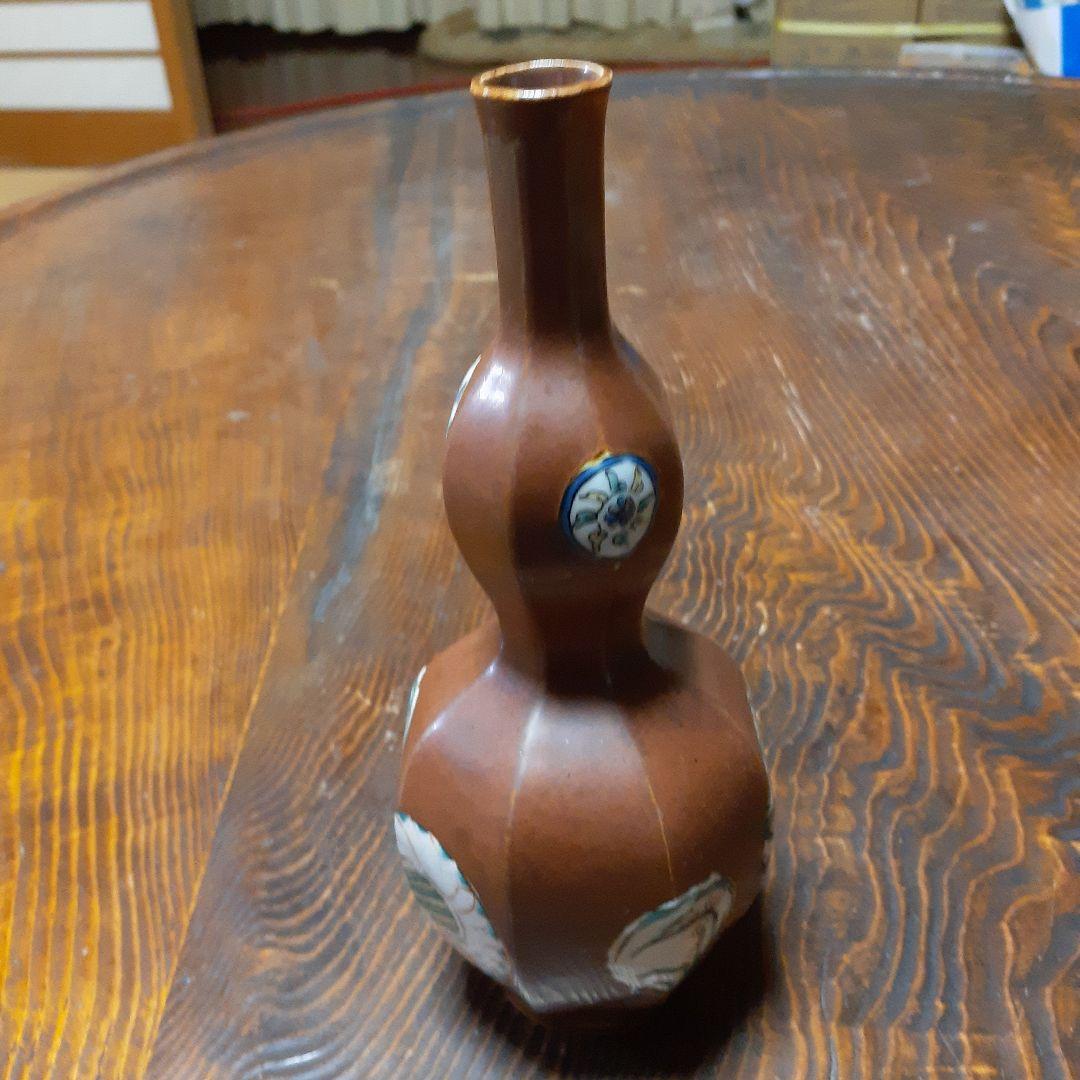 古九谷鉄釉色絵四君子徳利