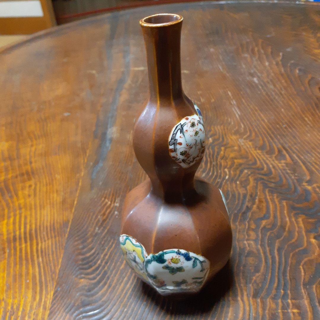 古九谷鉄釉色絵四君子徳利