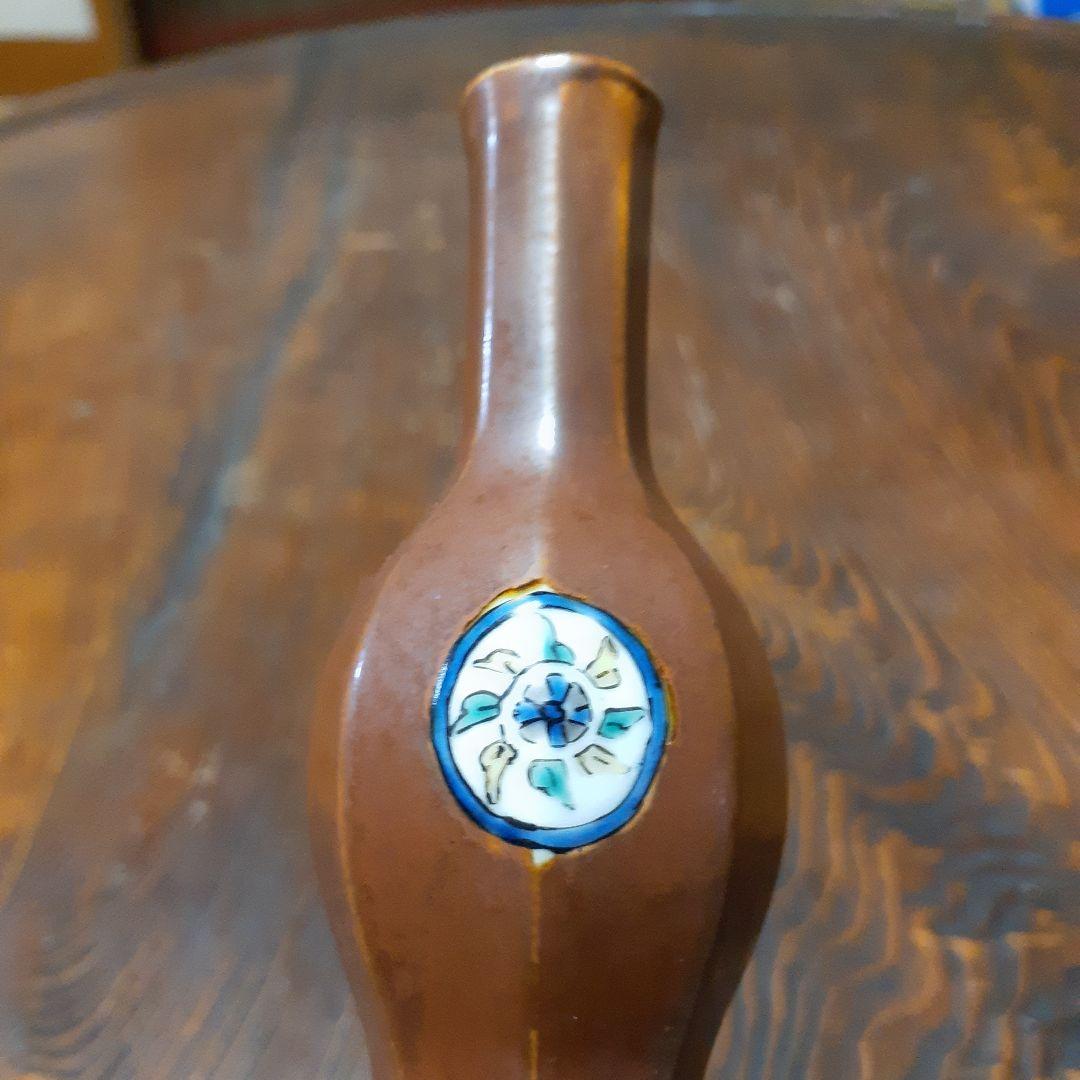 古九谷鉄釉色絵四君子徳利