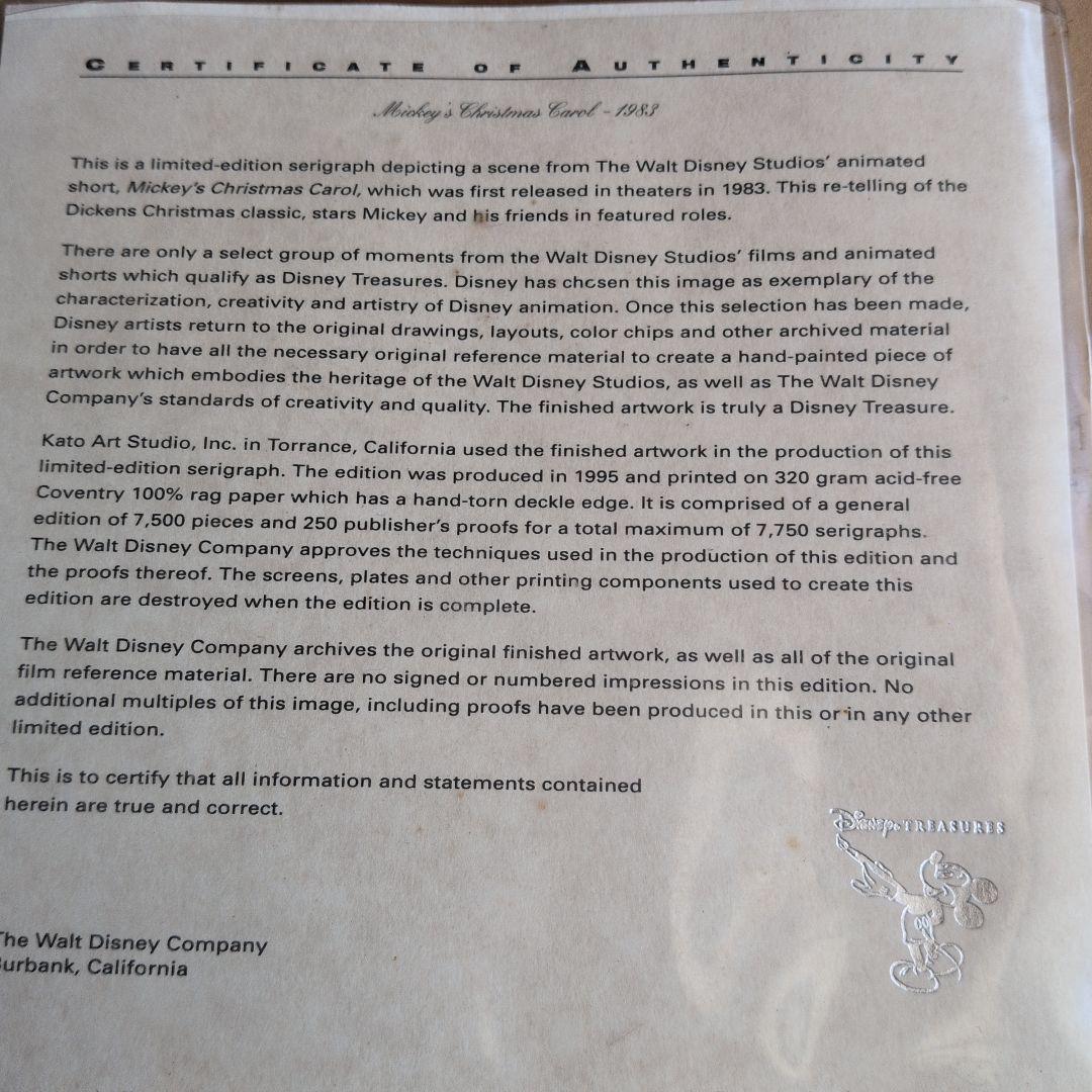 ミッキー・マウス クリスマスキャロル　ディズニー シルクスクリーン　絵画
