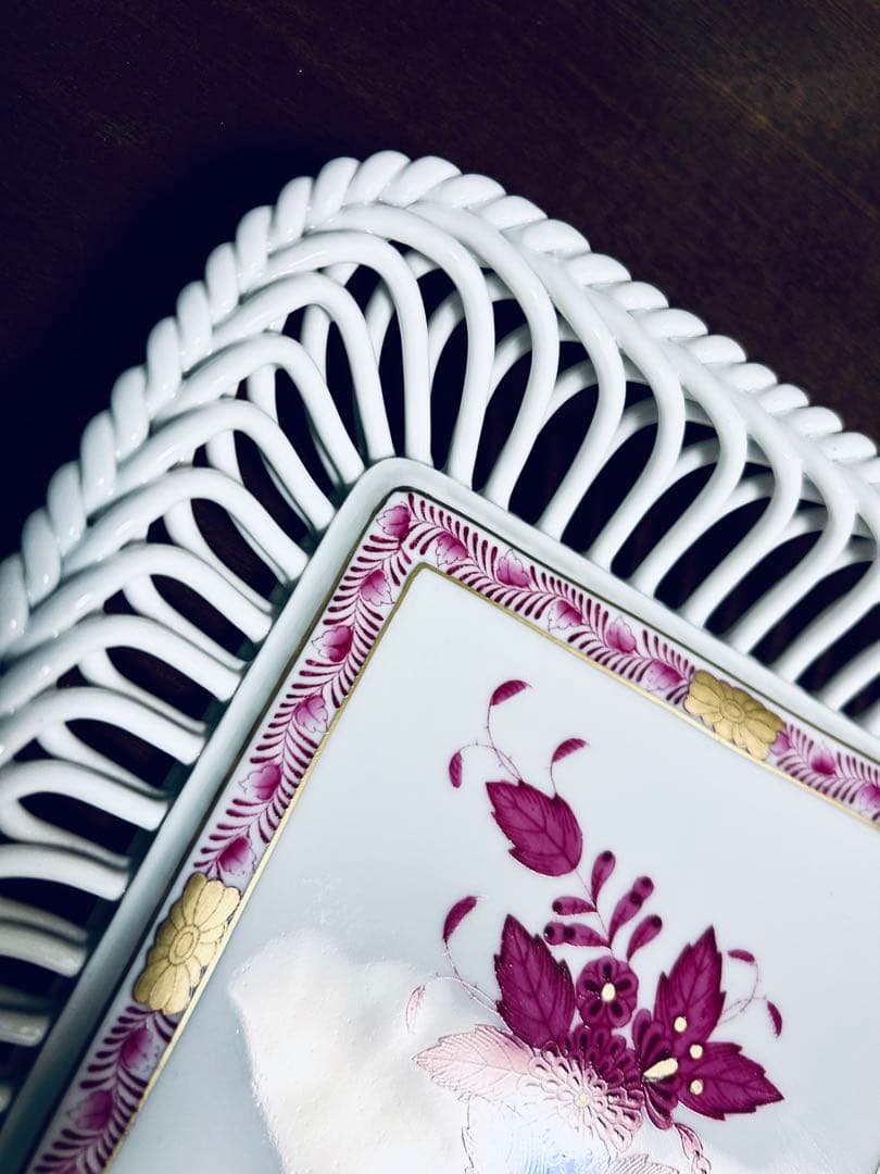 ヘレンド　ヌードルワーク　スパゲッティワーク　透編　ヘレンド アポニー　ピンク