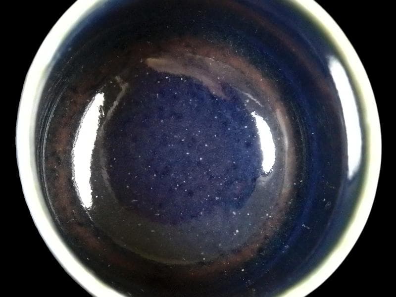 古伊万里　瑠璃色　のぞき　猪口　D312AS-CYk