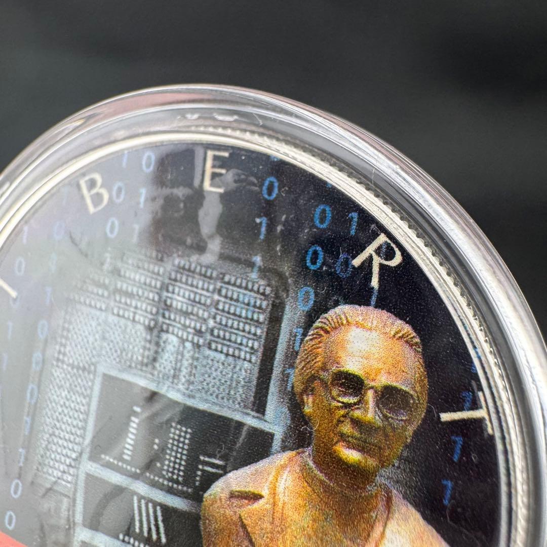 アメリカ イーグル 銀貨 発明:コンピュータ　※カラー銀貨 カプセル付き