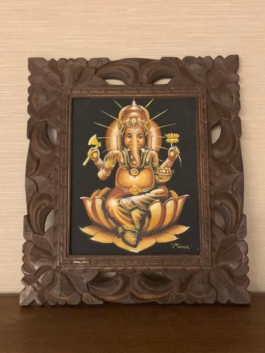 バリ絵画【バリ島では魔除けの神様/ガネーシャさま】