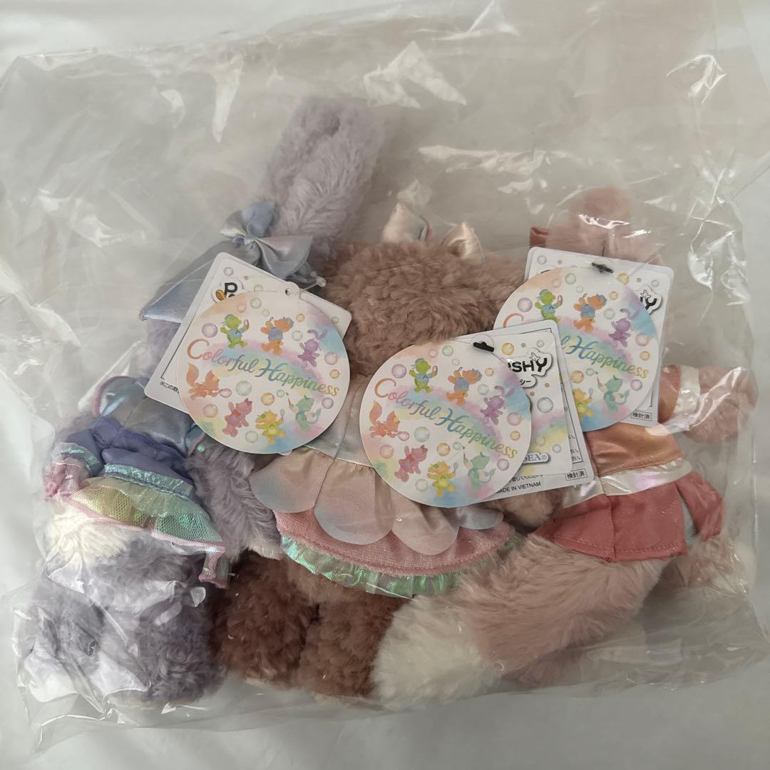 ダッフィー&フレンズ20周年　ポージープラッシー　カラフルハピネス　全7人セット