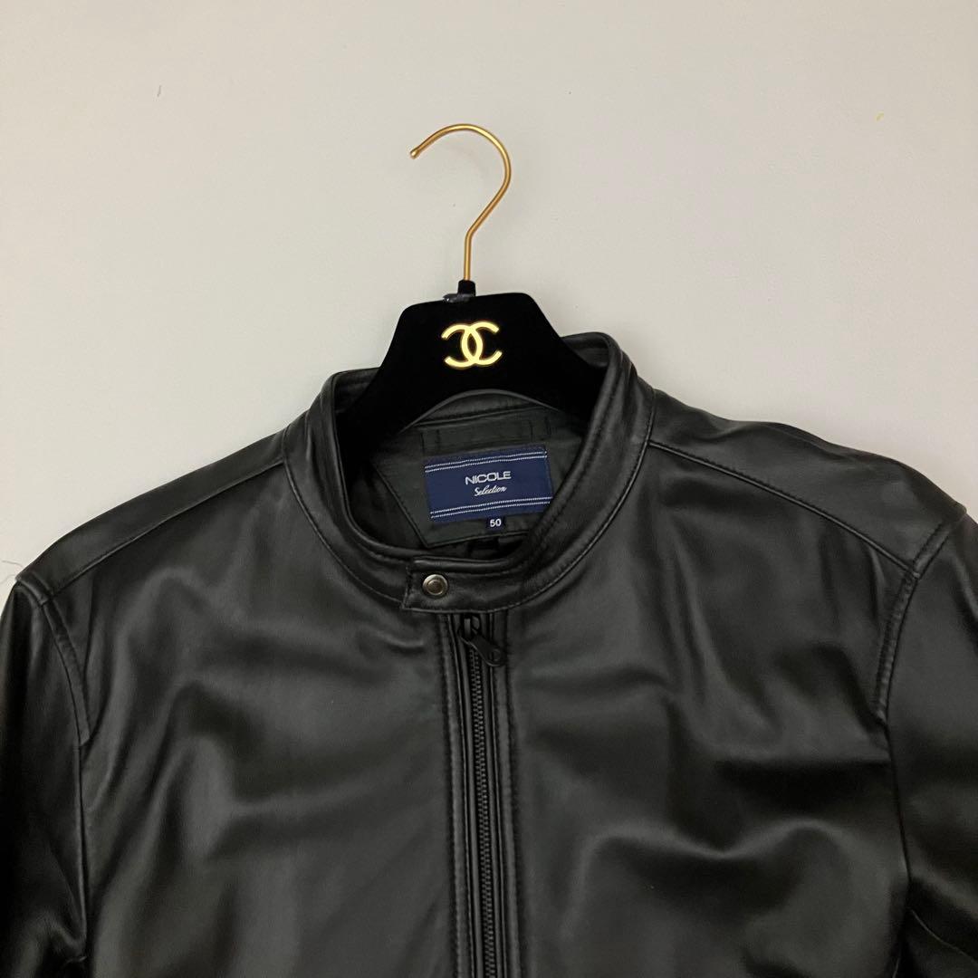 ✨美品　大きい✨ニコルセレクション　シングルライダース　ラムレザー　本革　メンズ
