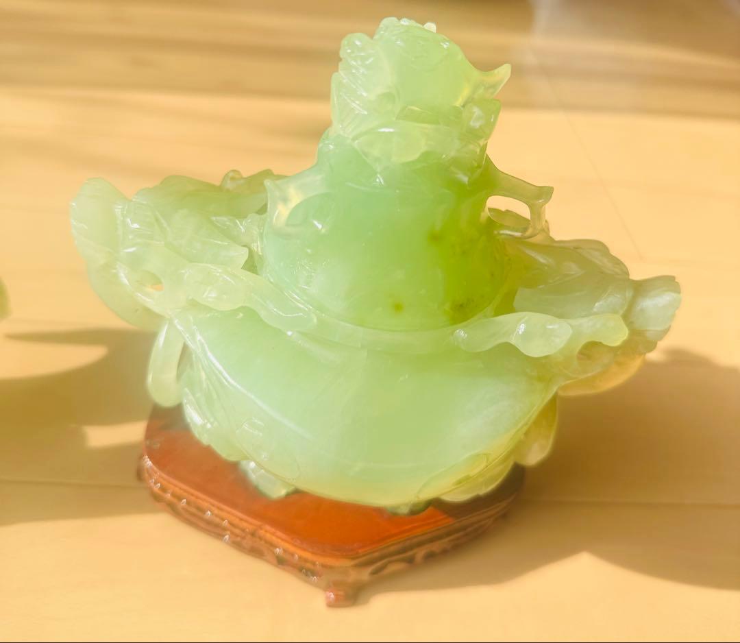 現状品 翡翠 鳥と花の彫刻 高さ約2 3cm 18 Cm 2点セット