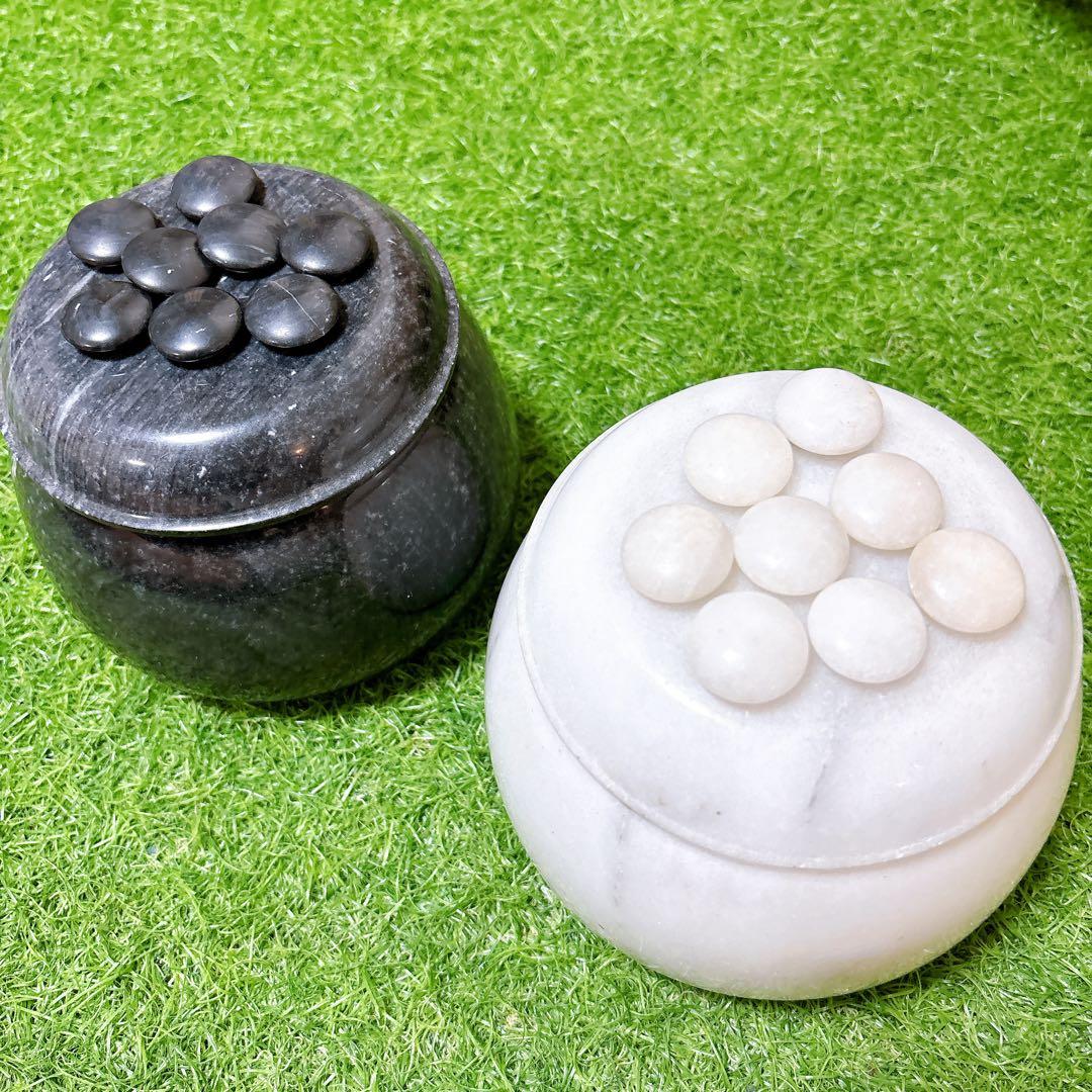 希少　6.7寸　囲碁盤セット　20.6cm 新榧　天地柾目　大理石碁笥　御筒