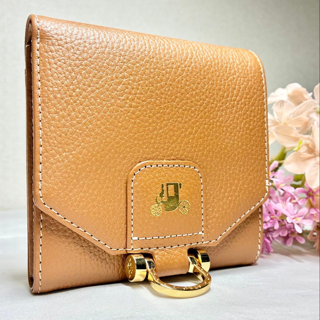 【極美品】　アタオ　ロトロ　二つ折り財布　コンパクトウォレット　馬車　シボ革