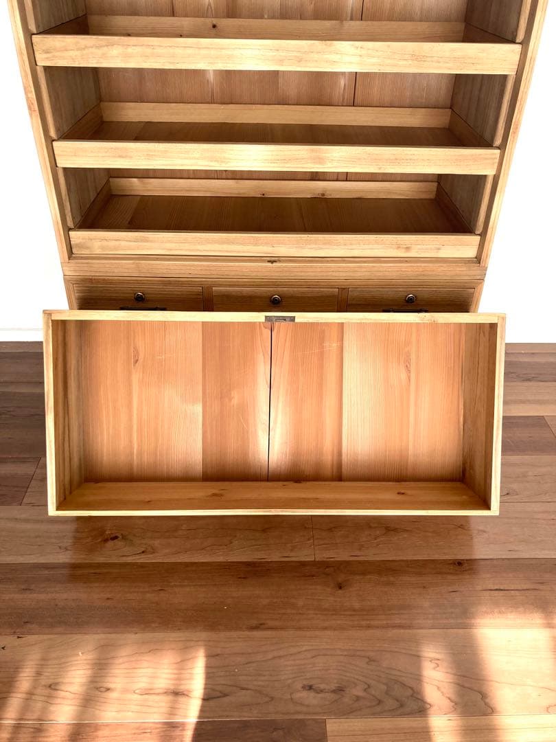 【メンテ済】アンティークの二段収納棚　上下分割可　総桐　食器棚　剥離無塗装