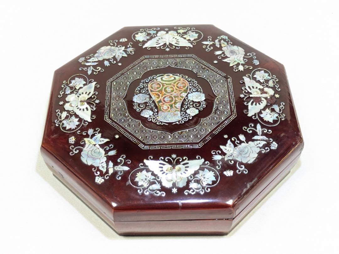 八角木製九節板(クジョルパン) 螺鈿漆器 貝細工 お節正月 縁起物 韓国