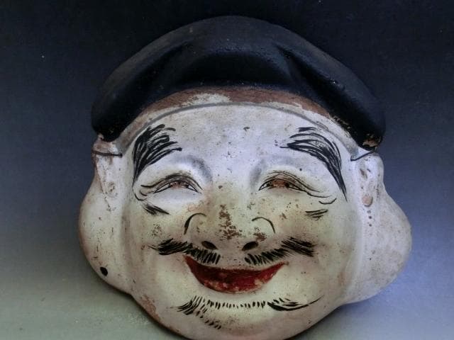 壁掛け■大国様 古い土物 七福神 土人形 大黒さん レリーフ 焼物 時代 骨董■