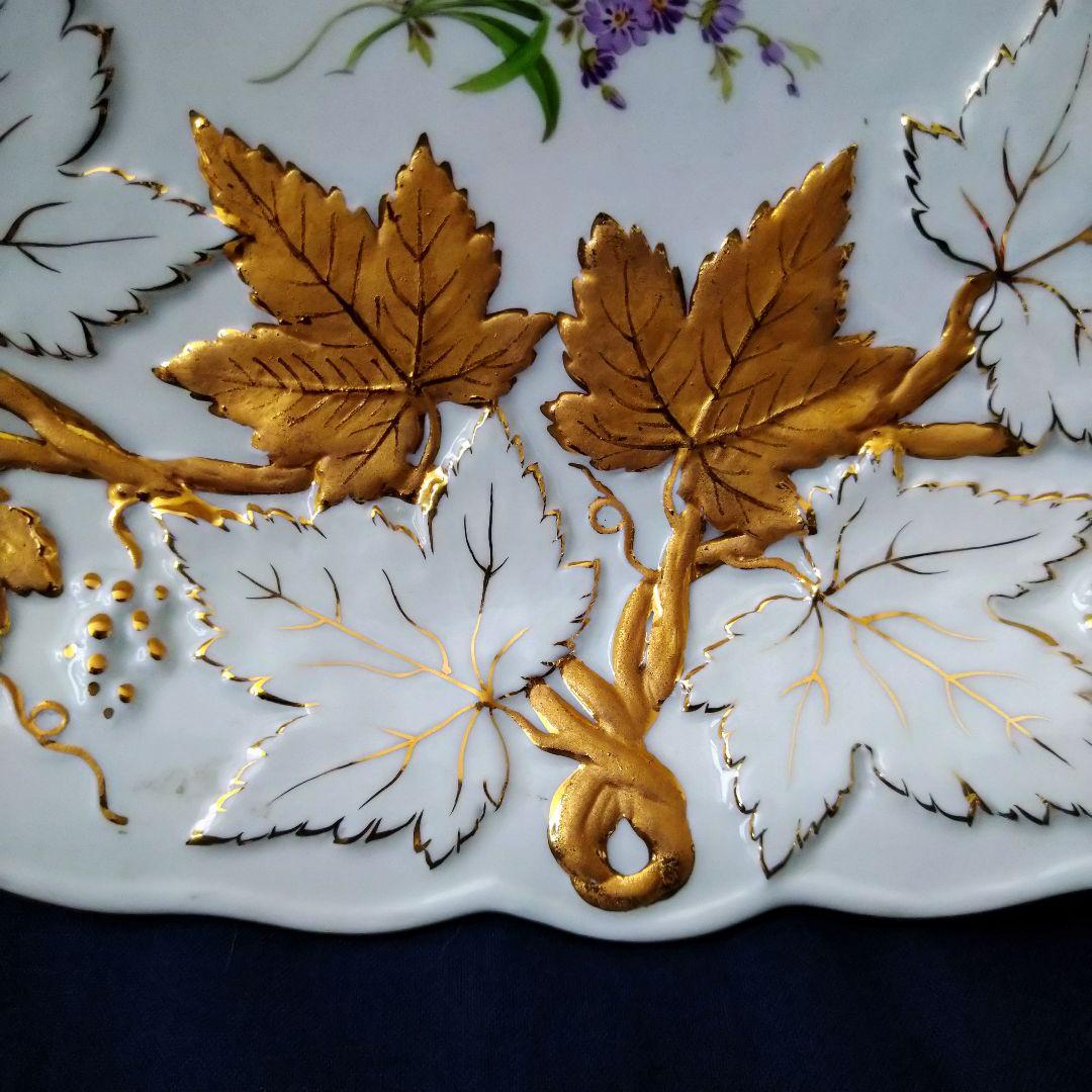 ✤1924年以前✤2級品マイセン✤『金彩オーバルレリーフ皿』