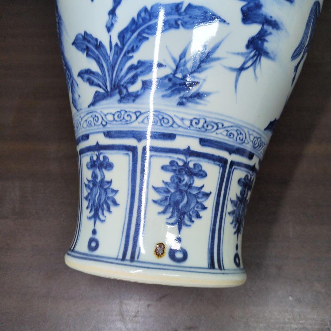 青花 山水唐人文 梅瓶 高さ約40cm