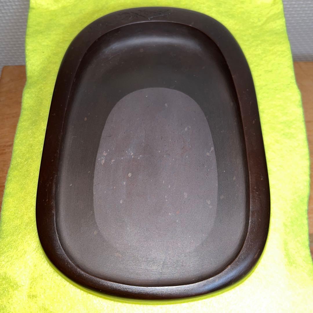 ⭕️紅渓石硯　二代目　羊堂　6寸大　彫刻入小判型硯　記念品　昭和56年作品　希少