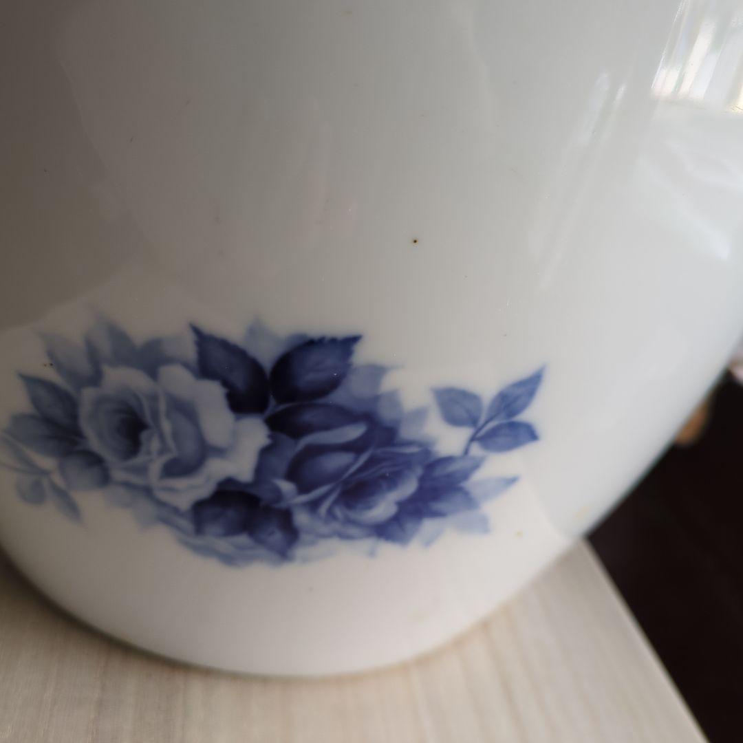骨董 火鉢 薔薇 ノリタケ ブルーローズ 日陶 鉢カバー 睡蓮鉢 メダカ