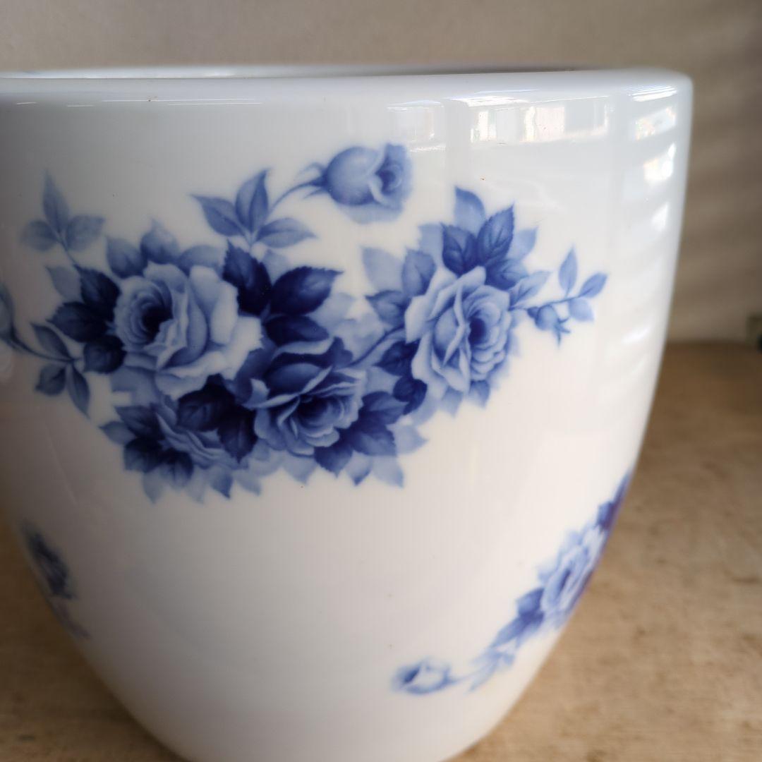 骨董 火鉢 薔薇 ノリタケ ブルーローズ 日陶 鉢カバー 睡蓮鉢 メダカ