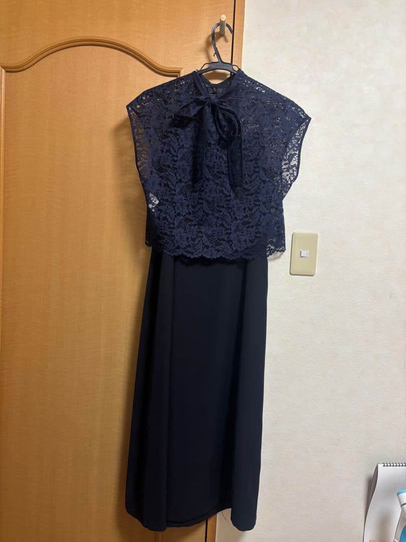 23区　ネイビー レーストップス付きドレス