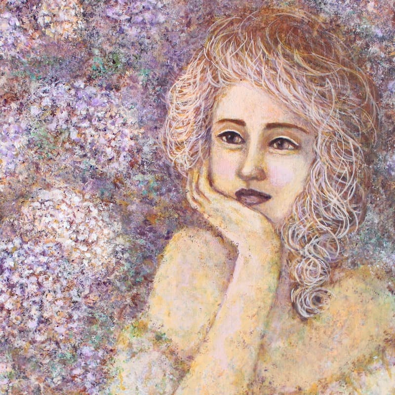 「紫陽花」アクリル画 原画 F6 キャンバス 額なし