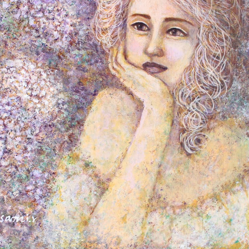 「紫陽花」アクリル画 原画 F6 キャンバス 額なし