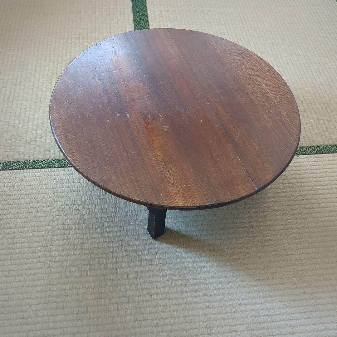 昭和レトロ ちゃぶ台 木製 円形座卓 約64cm