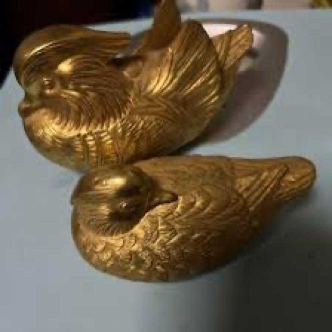 金色の鳥 置物 2匹セット