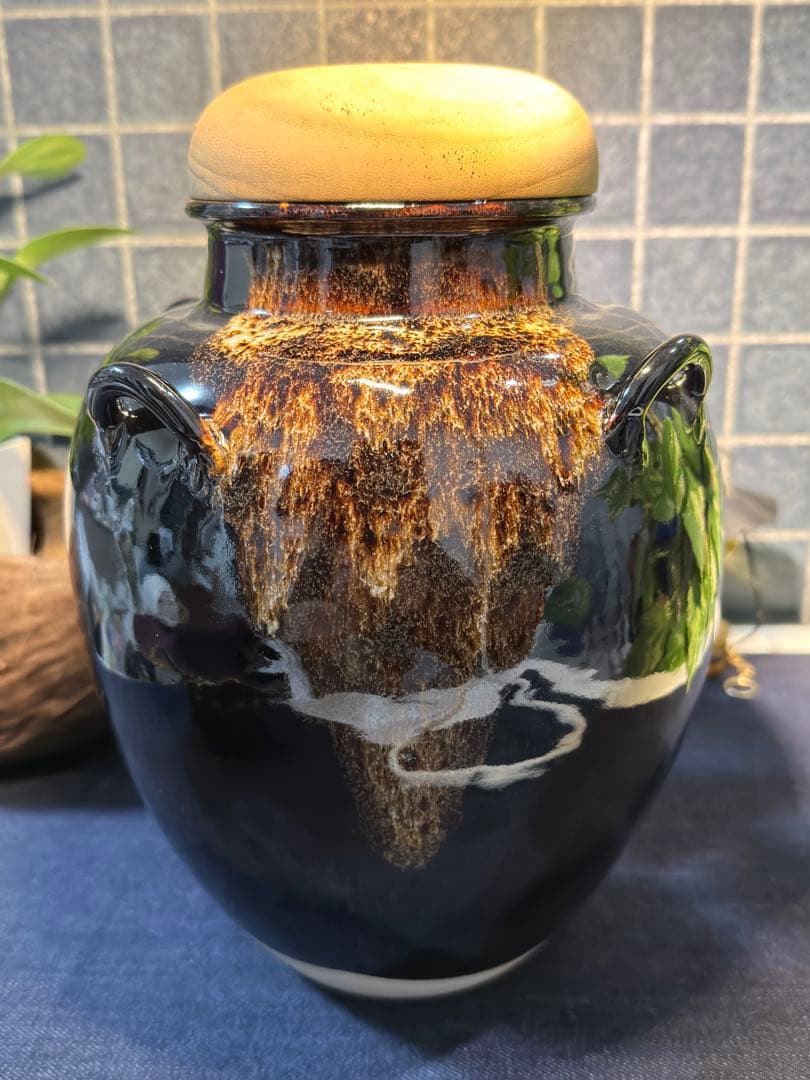 名工【加藤健】源九郎窯 志野茶入 飾壷 完品 網仕覆付 茶道具 時代 骨董 逸品