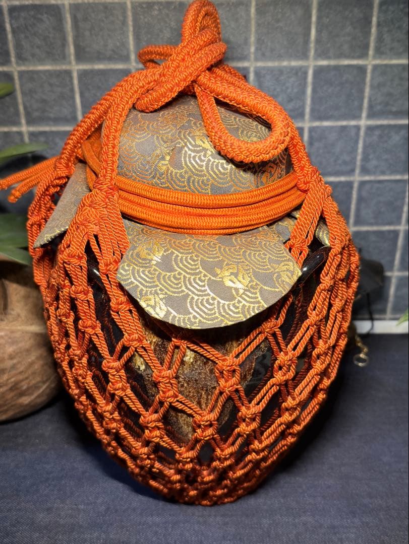 名工【加藤健】源九郎窯 志野茶入 飾壷 完品 網仕覆付 茶道具 時代 骨董 逸品