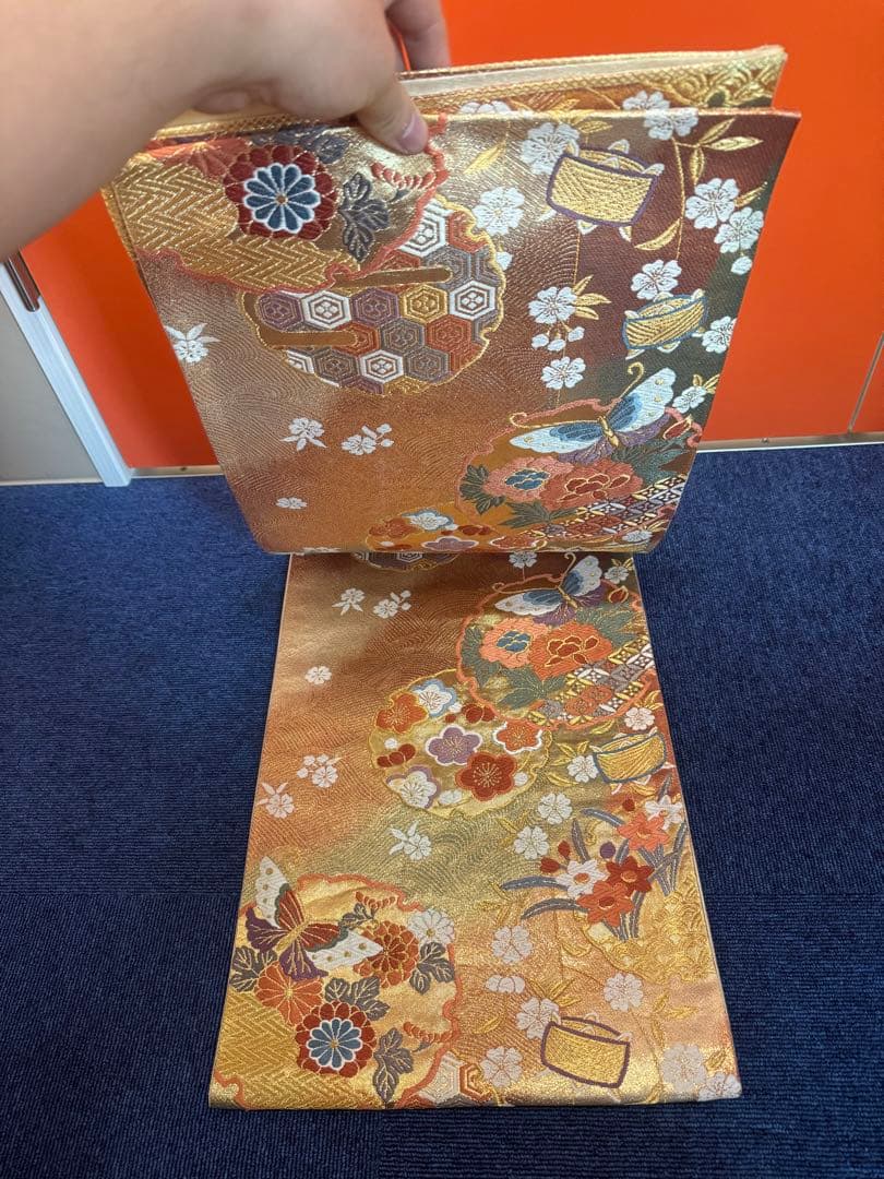 1938 袋帯 古代彫金紋  西陣織   金糸　高級上質上品　約440cm未使用