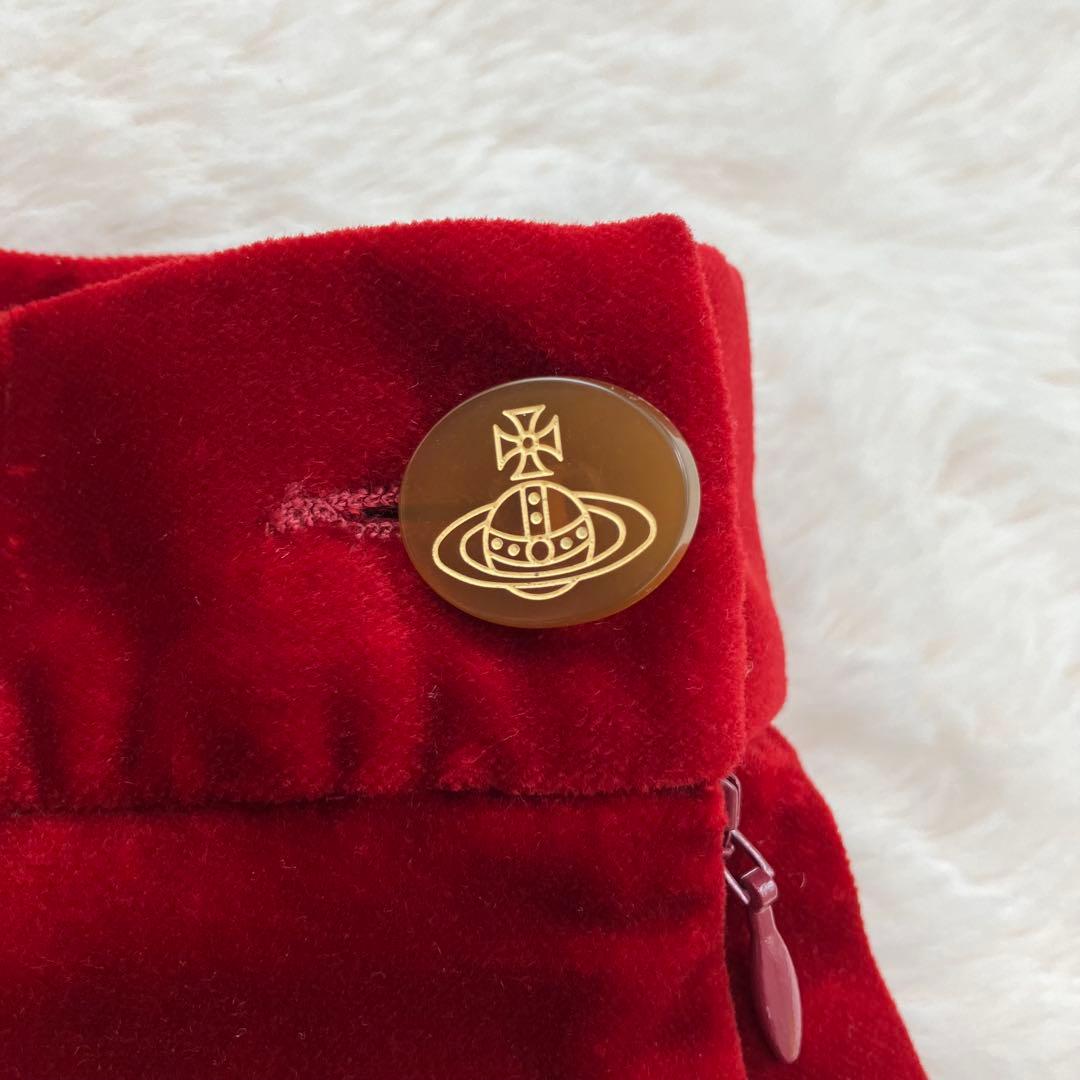 【美品】 ヴィヴィアンウエストウッド ベロア キュロット オーブ釦 40 レッド