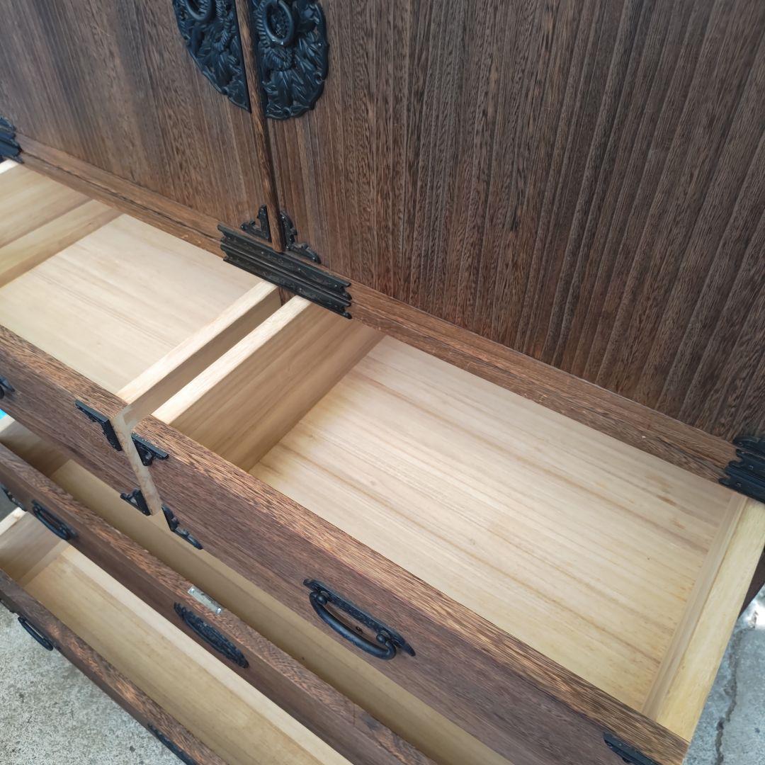 昭和レトロ　総桐箪笥 飾り金具　着物箪笥&和箪笥 　2段重ねセット　送料込