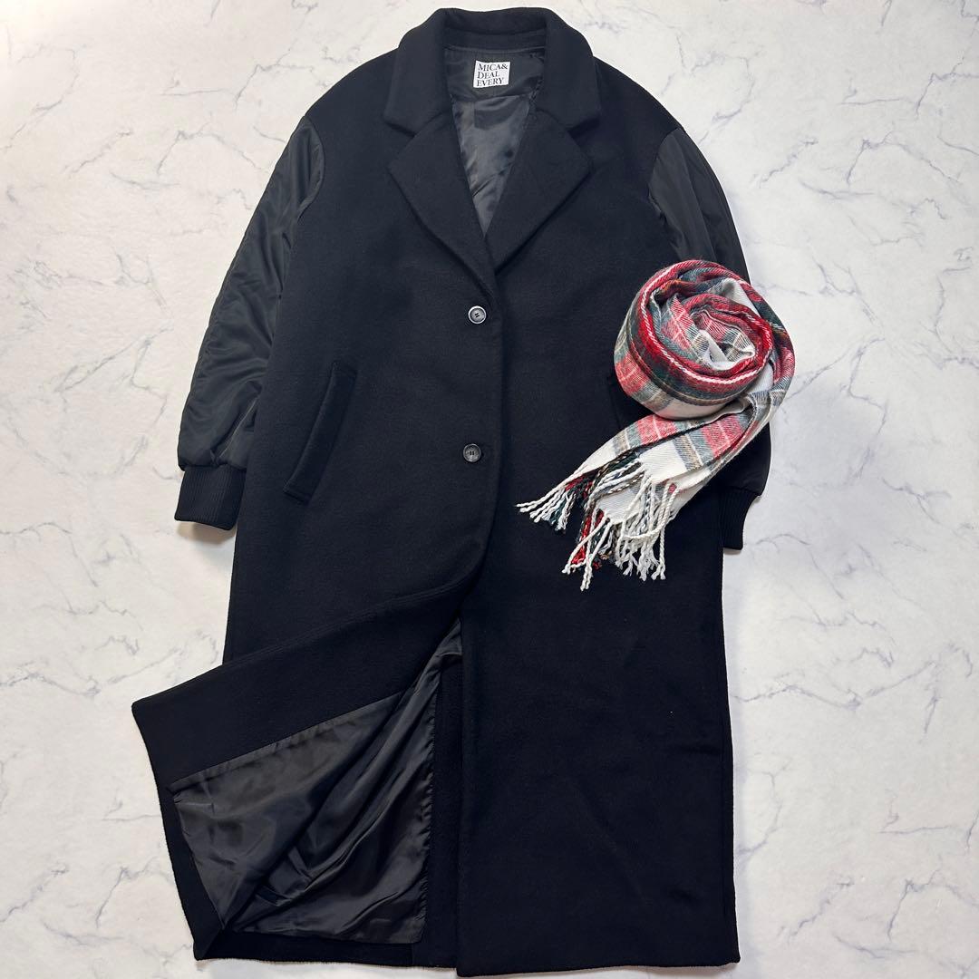 マイカアンドディール　ベスト付き袖切替　ウールチェスターコート