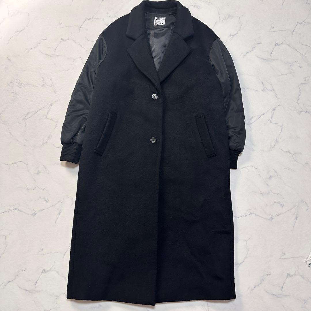 マイカアンドディール　ベスト付き袖切替　ウールチェスターコート