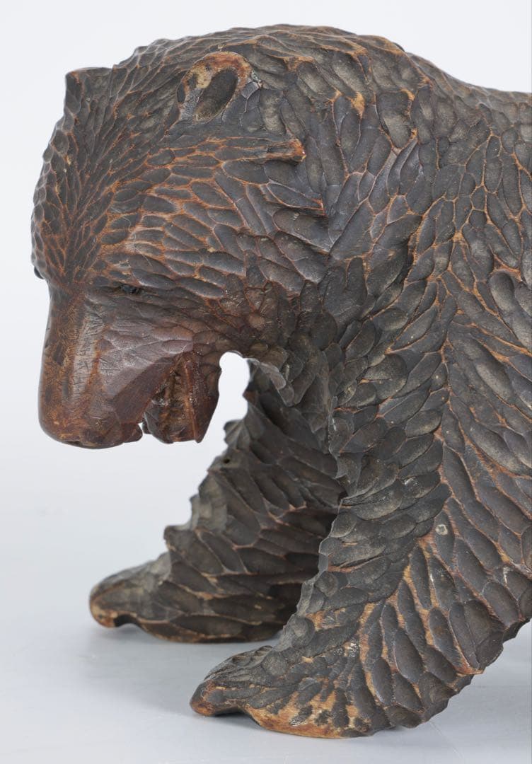 時代 木彫熊 八雲 ガラス目 無銘 北海道 熊 クマ 置物 彫刻 民芸品 古美術