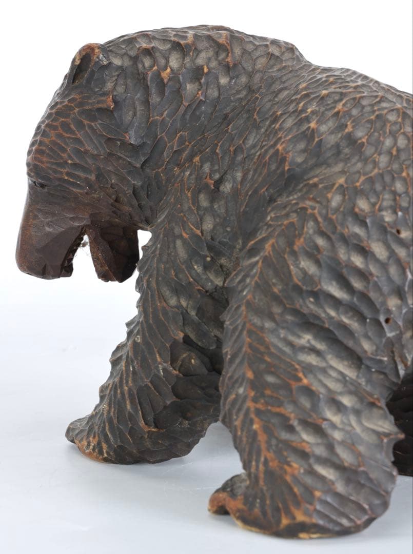 時代 木彫熊 八雲 ガラス目 無銘 北海道 熊 クマ 置物 彫刻 民芸品 古美術