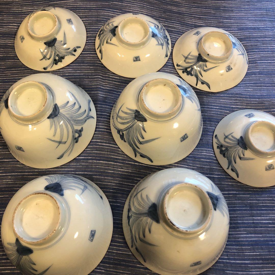 江戸後期手書き蓋付茶碗セット