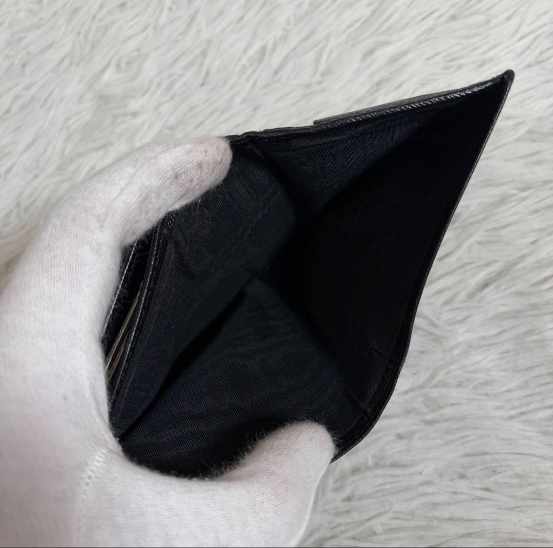 【極美品/希少 がま口】PRADA プラダ サフィアーノ 折り財布 三角ロゴ 黒