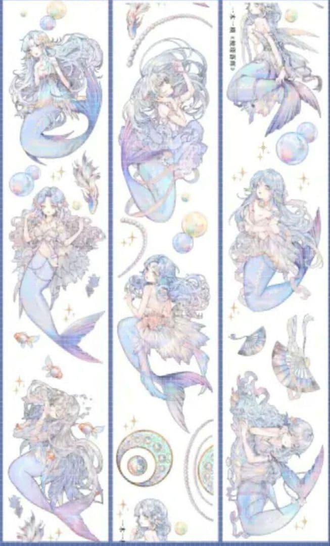 墨魚様SET ★ 海外 マスキングテープ マステ PET 装飾 人物 镭射银