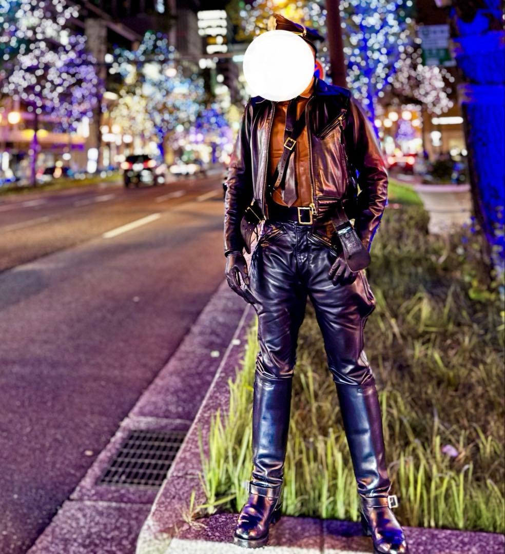 よ*じ様 上質牛革 ハーレーダビッドソン ポリスマン レザージャケット シングル