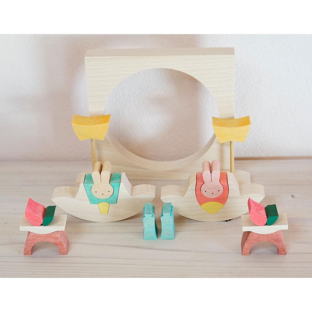 小黒三郎 組木の雛人形【新品·未使用】ウサギ円びな